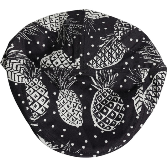 Dolce & Gabbana Black White Pineapple Print Newsboy Cap Hat Dolce & Gabbana