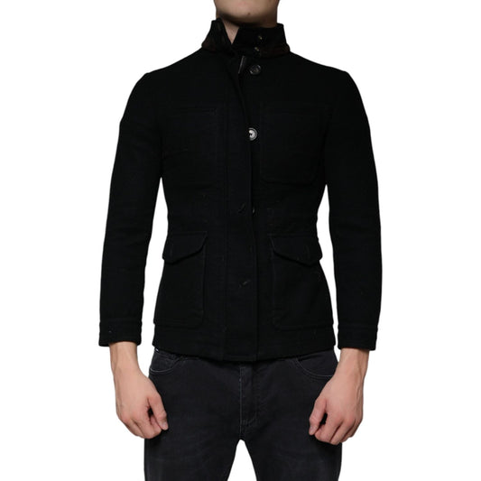 Dolce & Gabbana Black Button Down Cotton Stretch Denim Jacket Dolce & Gabbana