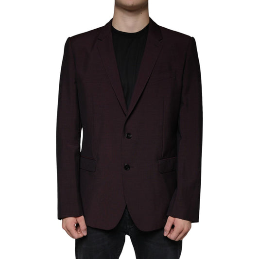 Dolce & Gabbana Bordeaux Wool Single Breasted Dress Blazer