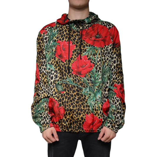 Dolce & Gabbana Multicolor Leopard Floral Hooded Jacket