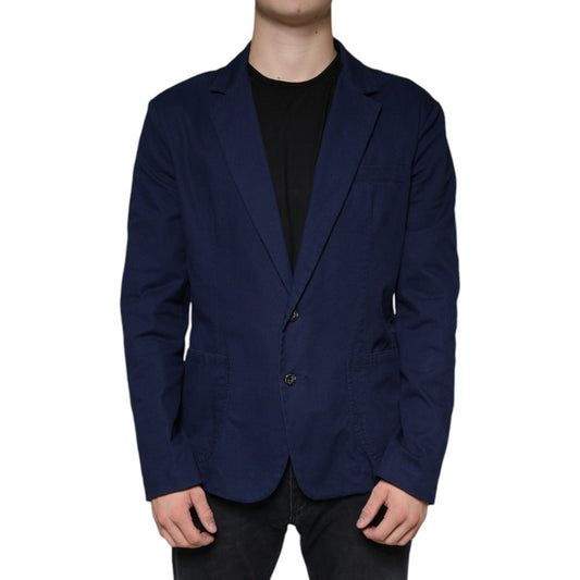 Dolce & Gabbana Blue Notch Single Breasted Dress Coat Blazer