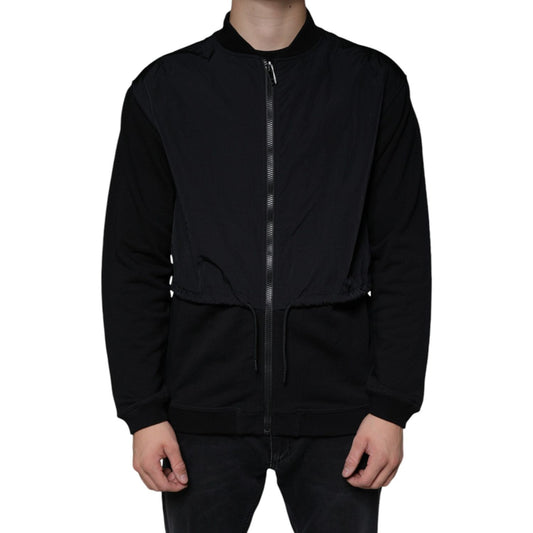 MSGM Black Cotton Full Zip Bomber Long Sleeves Jacket