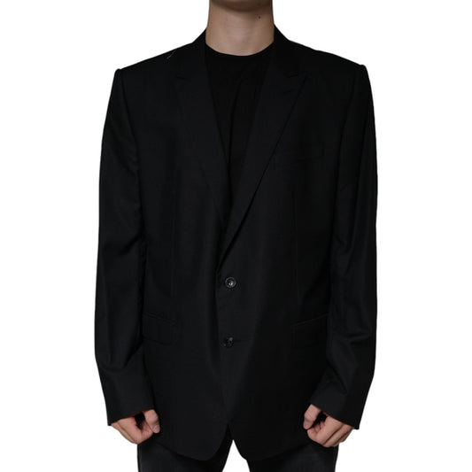 Dolce & Gabbana Black Wool Single Breasted Men Coat Blazer