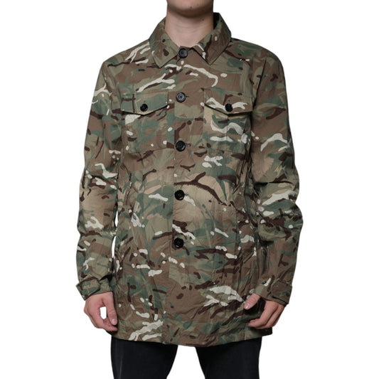 Dolce & Gabbana Multicolor Camouflage Collared Coat Jacket