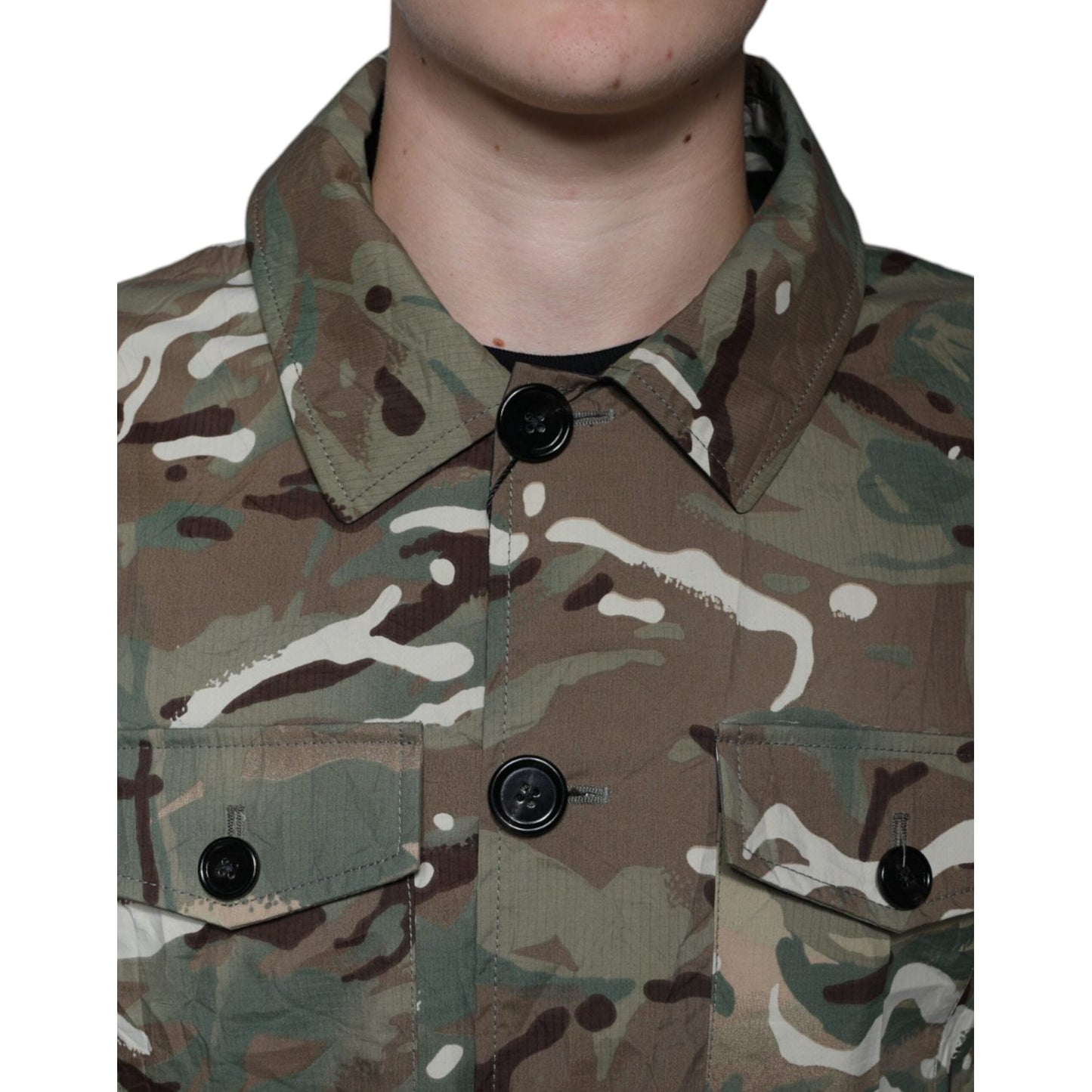 Dolce & Gabbana Multicolor Camouflage Collared Coat Jacket Dolce & Gabbana