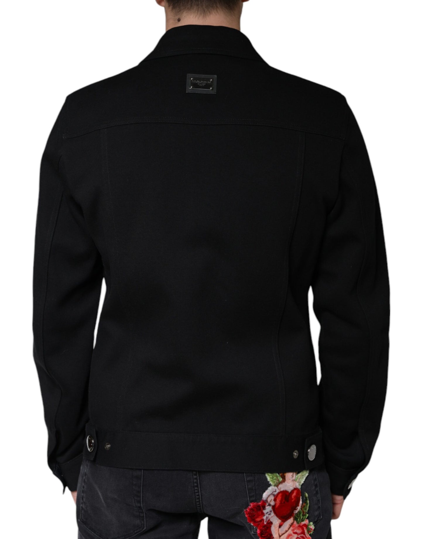 Dolce & Gabbana Black Cotton Blend Button Down Jacket Dolce & Gabbana