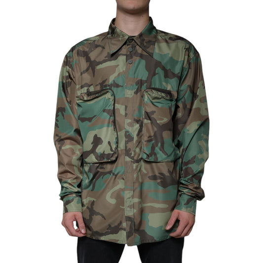 Dolce & Gabbana Multicolor Camouflage Button Down Shirt