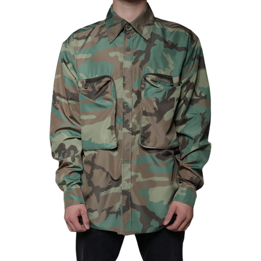 Dolce & Gabbana Multicolor Camouflage Button Down Shirt