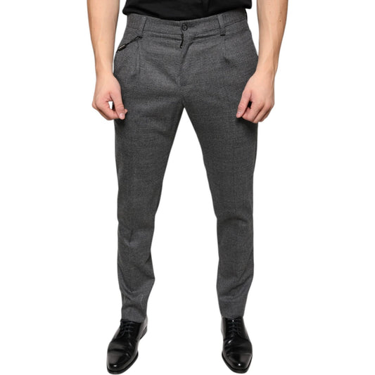 Dolce & Gabbana Gray Check Tartan Wool Skinny Pants