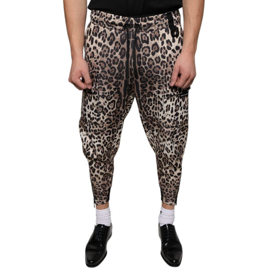 Dolce & Gabbana Brown Leopard Polyester Jogger Pants