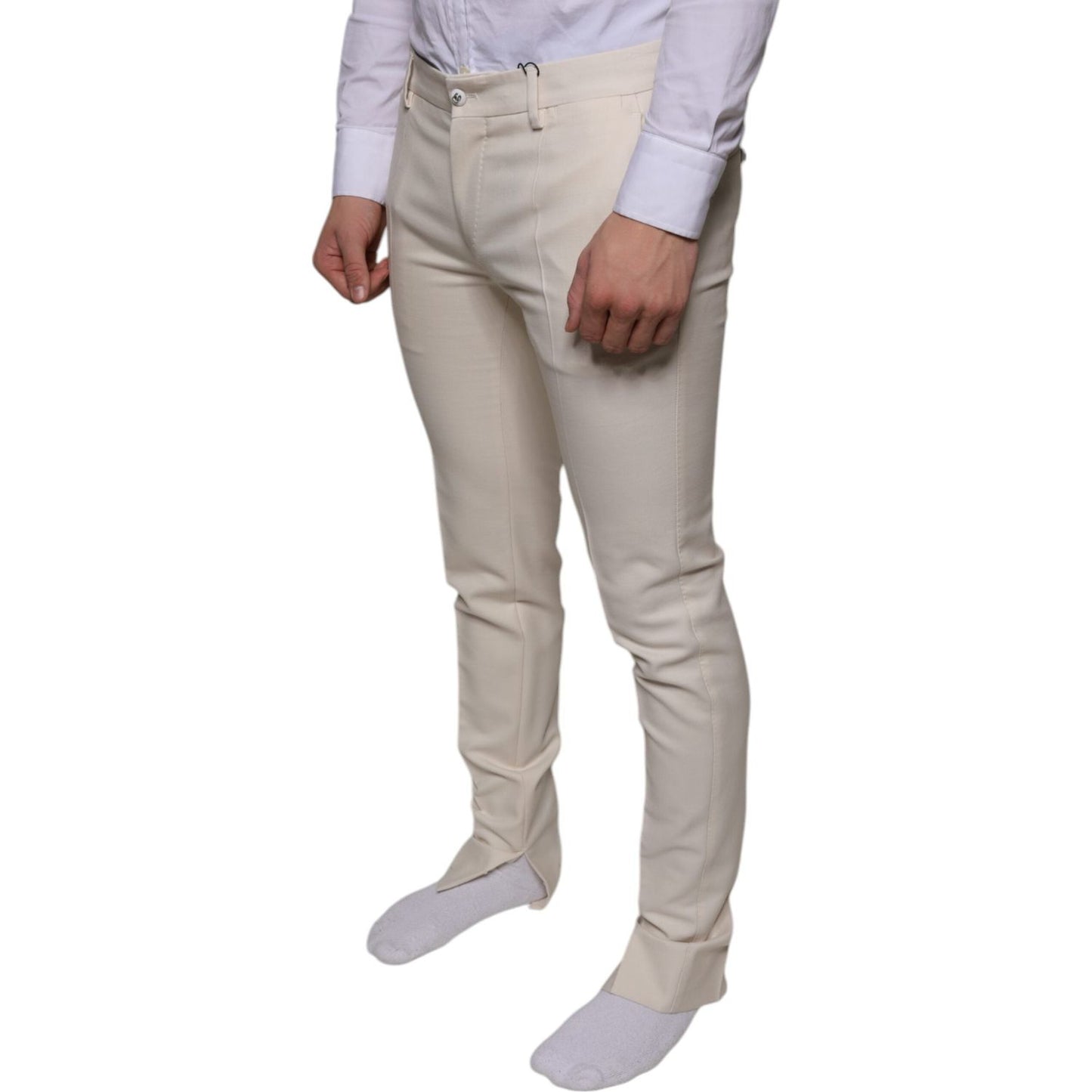 Dolce & Gabbana Off White Chino Wool Skinny Pants Dolce & Gabbana