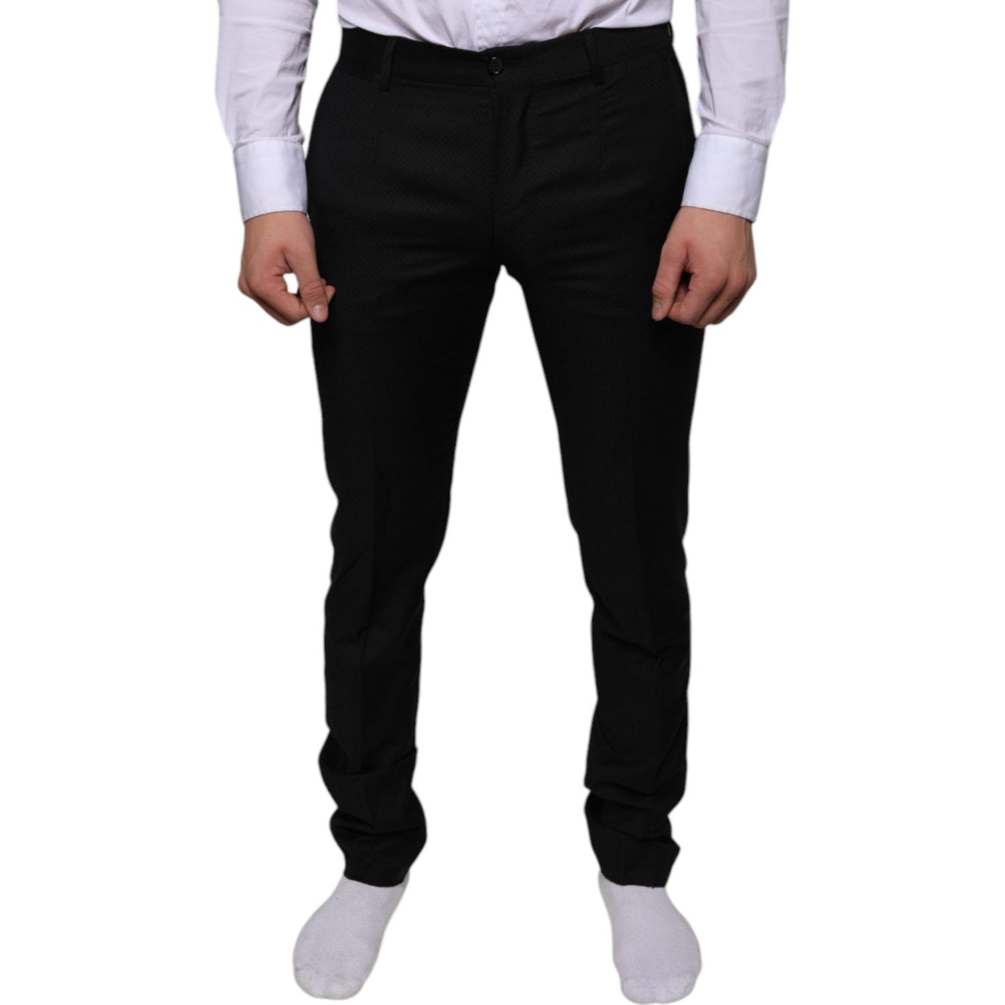 Dolce & Gabbana Black Wool Skinny Dress Formal Pants Dolce & Gabbana