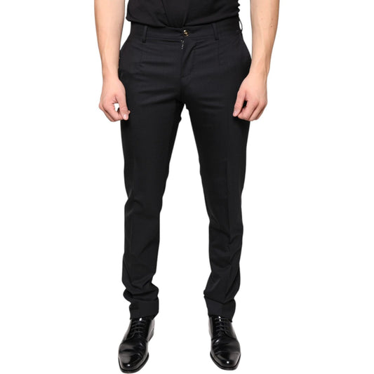 Dolce & Gabbana Black Wool Skinny Men Dress Pants