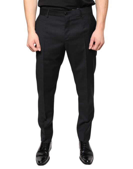 Dolce & Gabbana Black Wool Skinny Men Dress Pants Dolce & Gabbana