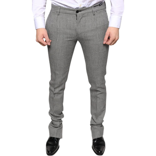 Dolce & Gabbana Gray Check Tartan Wool Skinny Pants