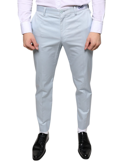 Dolce & Gabbana Light Blue Cotton Dress Pants Dolce & Gabbana