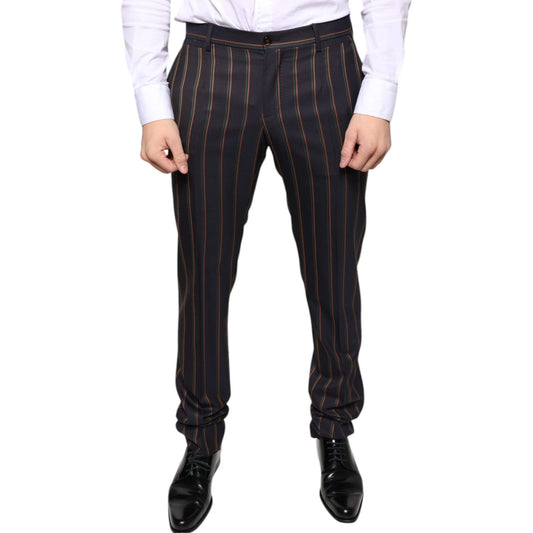 Dolce & Gabbana Brown Stripes Skinny Men Dress Pants