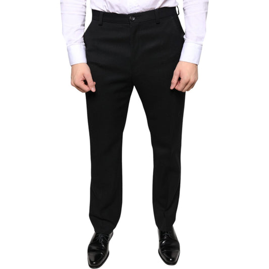 Dolce & Gabbana Black Wool Skinny Men Dress Pants