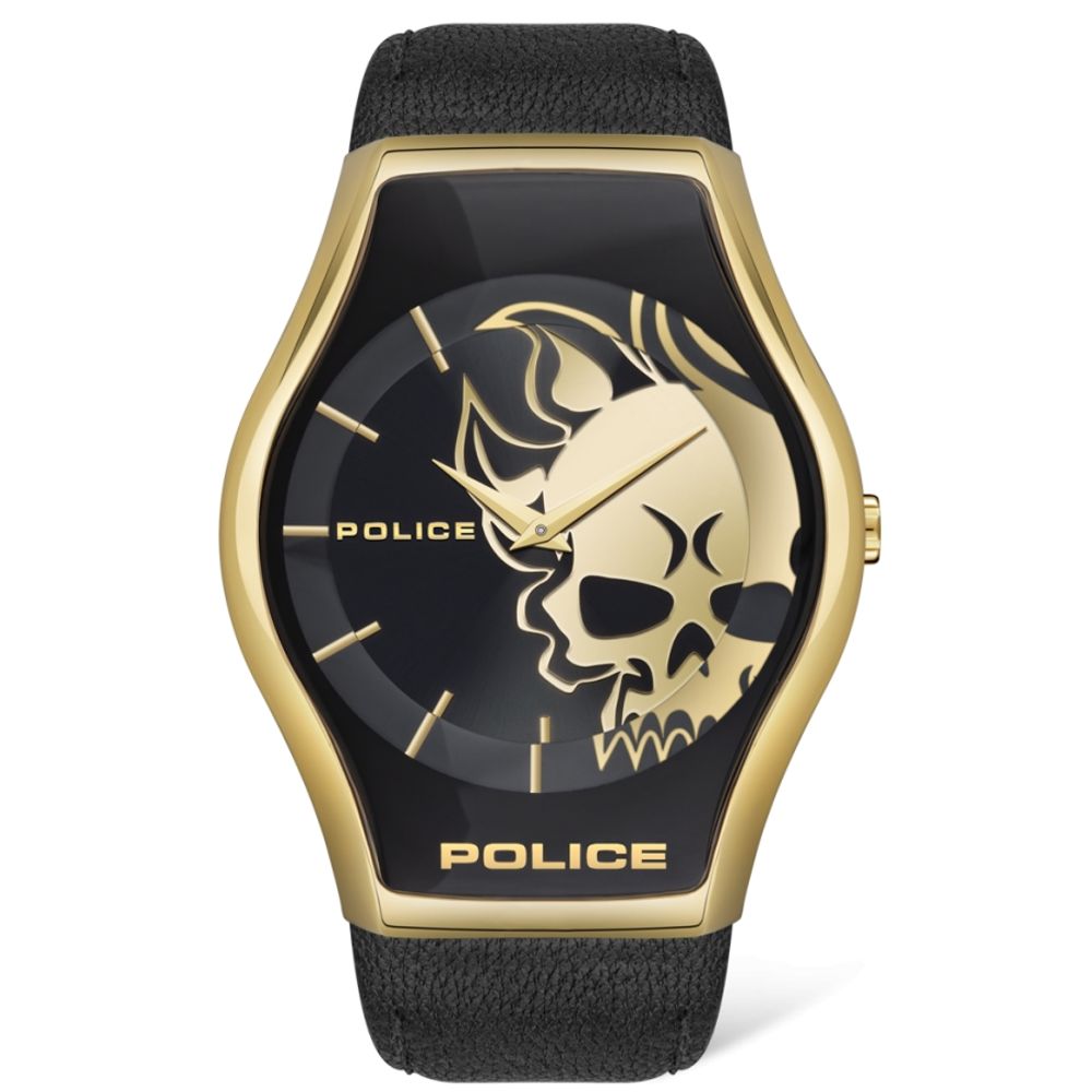 Police Black Leather Watch Police