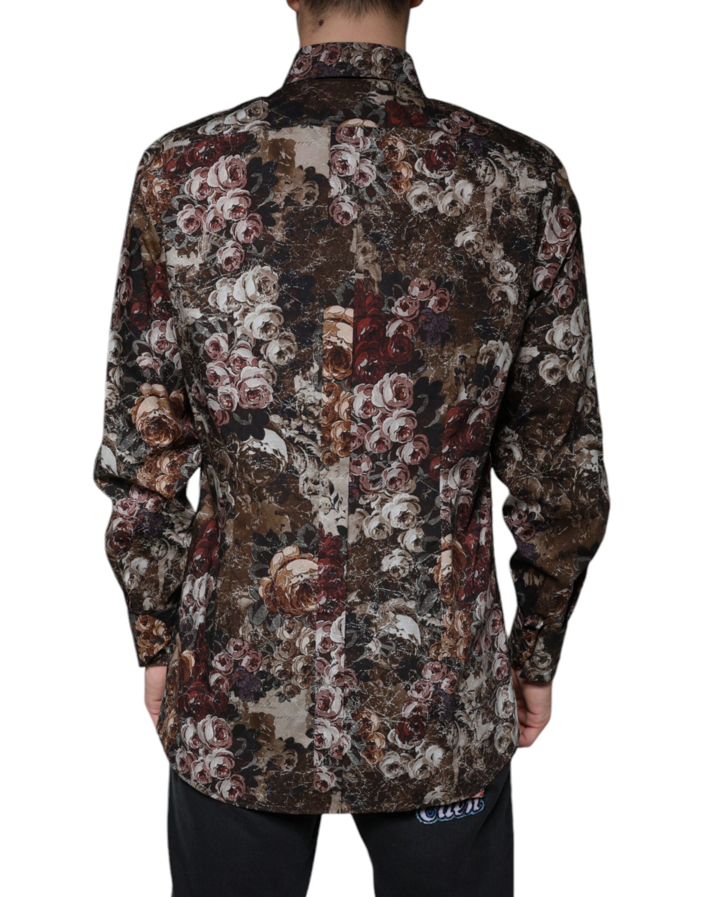 Dolce & Gabbana Multicolor Floral Cotton Men Dress GOLD Shirt Dolce & Gabbana