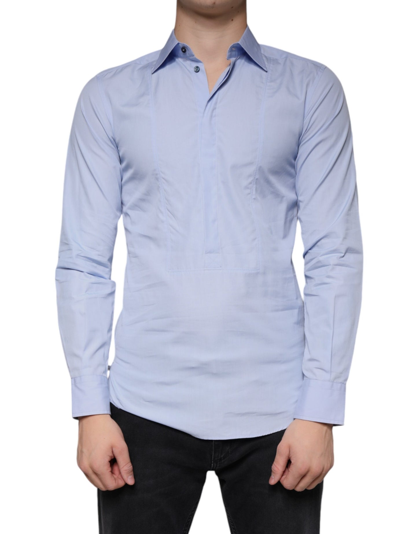 Dolce & Gabbana Light Blue Cotton Men Dress Formal Shirt Dolce & Gabbana