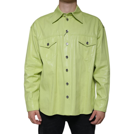 Dolce & Gabbana Green Cotton Collared Men Button Down Shirt Dolce & Gabbana