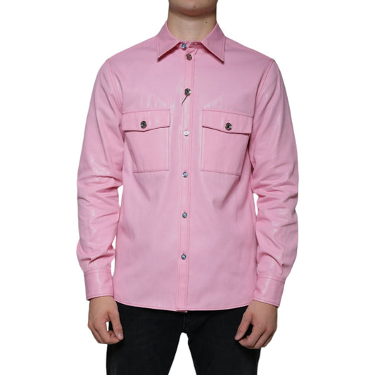 Dolce & Gabbana Pink Cotton Collared Button Down Shirt