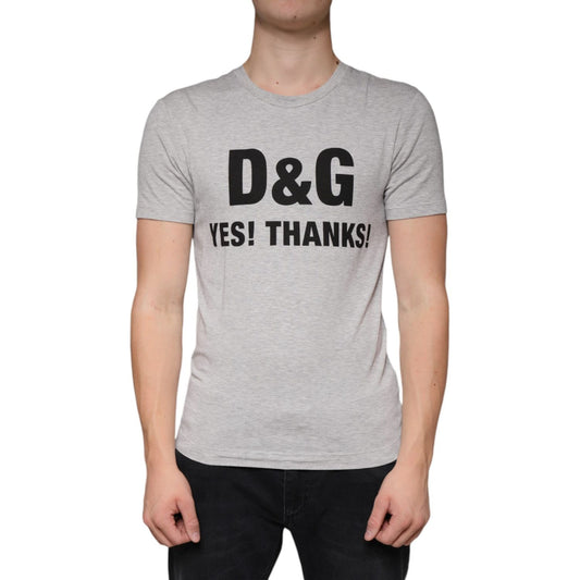 Dolce & Gabbana Gray Logo Print Crewneck Short Sleeve T-shirt