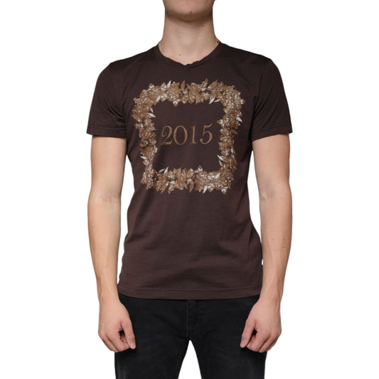 Dolce & Gabbana Brown New Year 2015 Cotton Crew Neck T-shirt