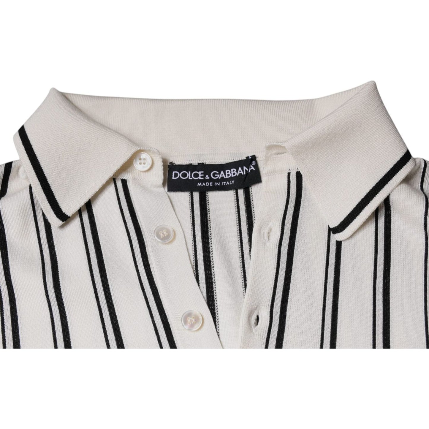 Dolce & Gabbana White Black Stripe Polo Short Sleeve T-shirt Dolce & Gabbana