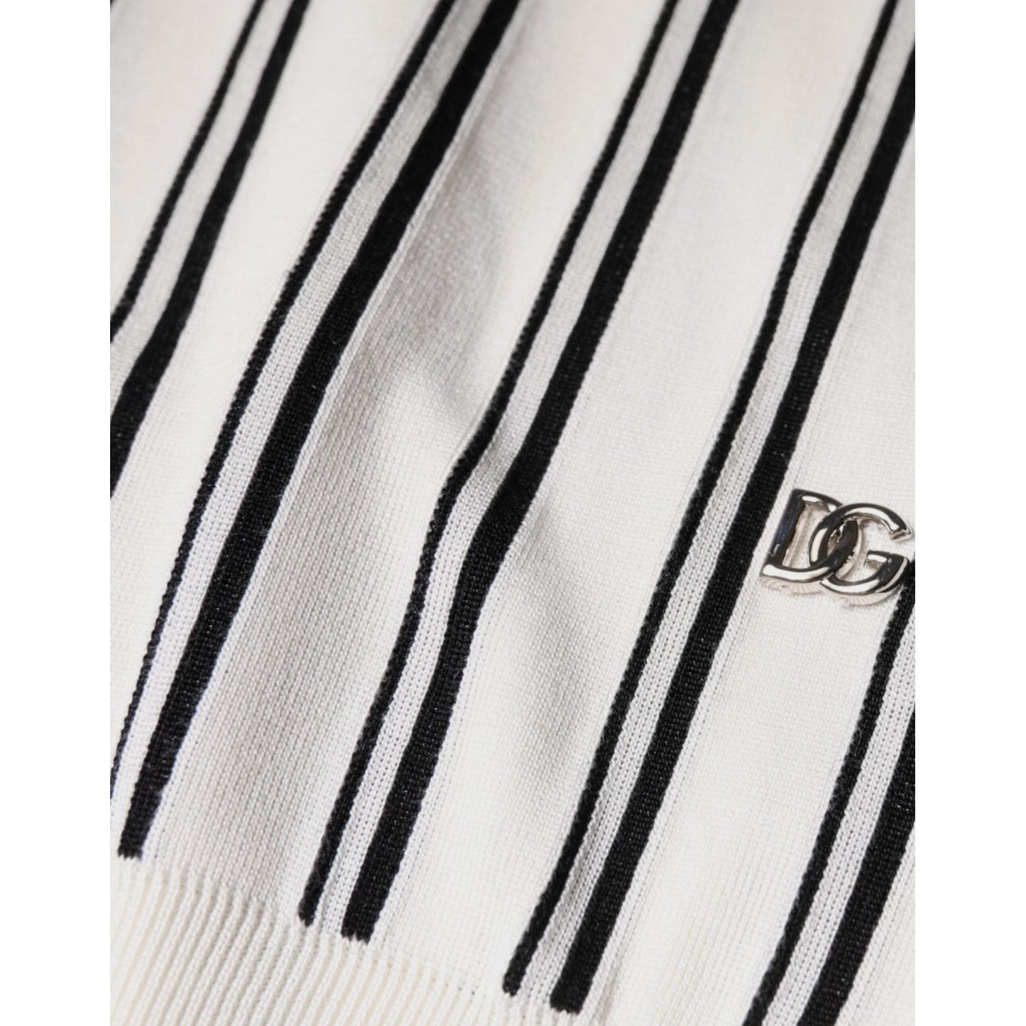 Dolce & Gabbana White Black Stripe Polo Short Sleeve T-shirt Dolce & Gabbana