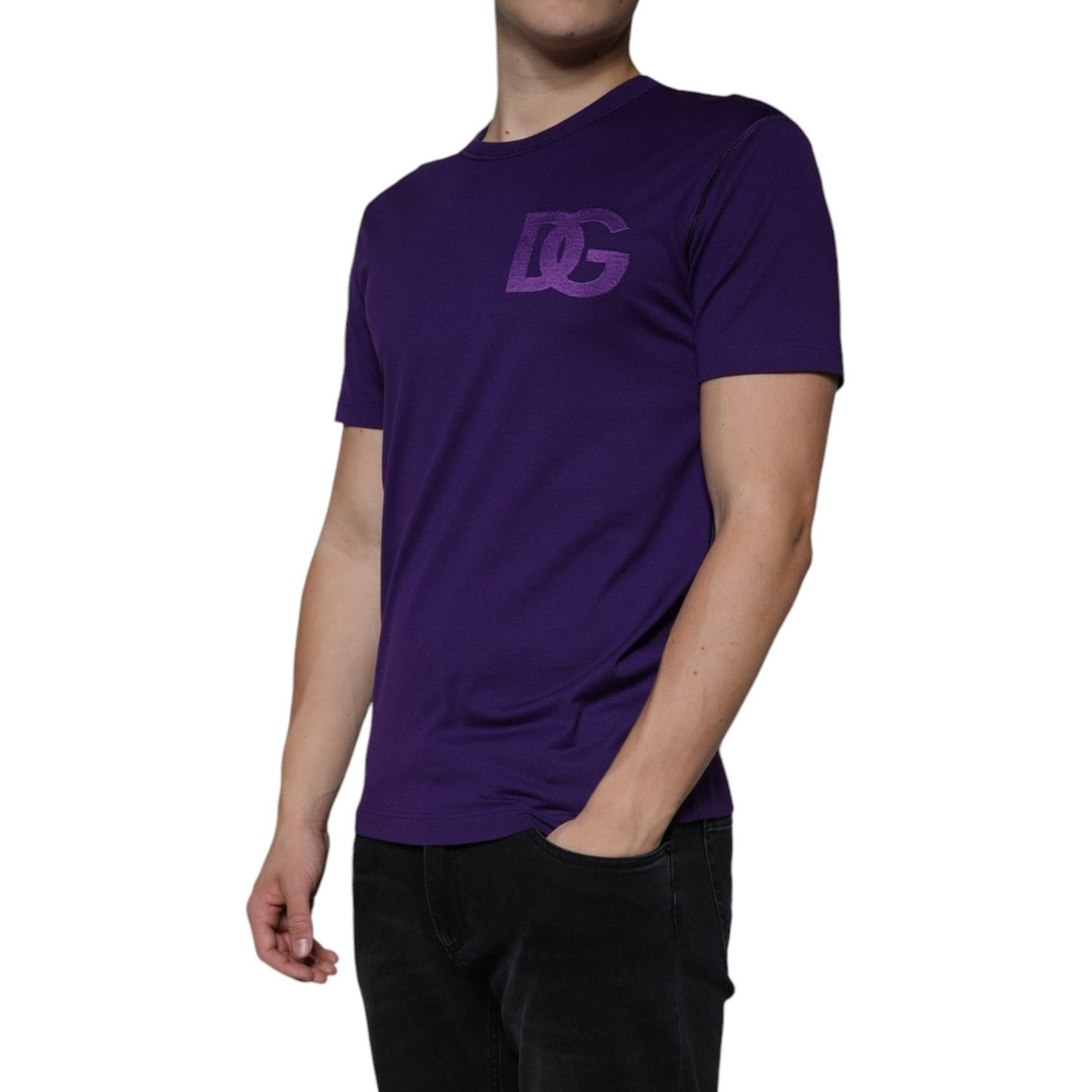 Dolce & Gabbana Purple DG Logo Cotton Crew Neck T-shirt Dolce & Gabbana