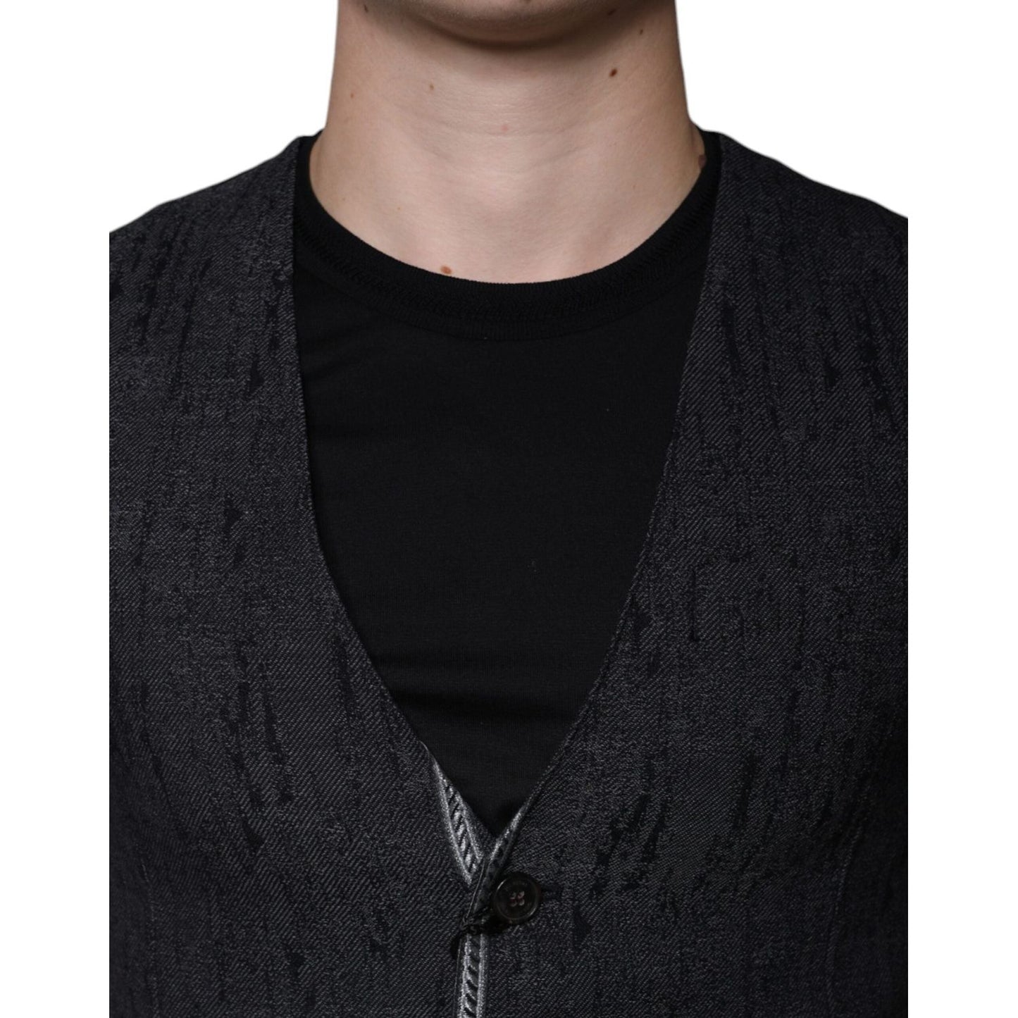 Dolce & Gabbana Black Wool Sleeveless Dress Waistcoat Vest Dolce & Gabbana