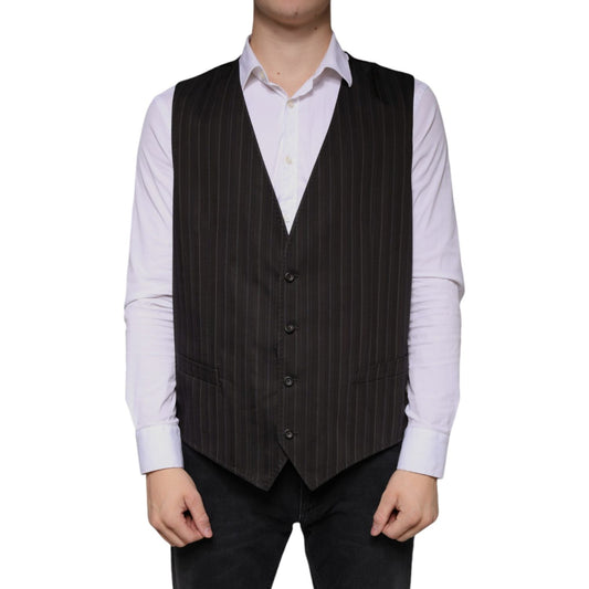 Dolce & Gabbana Black Cotton Waistcoat Dress Formal Vest Dolce & Gabbana