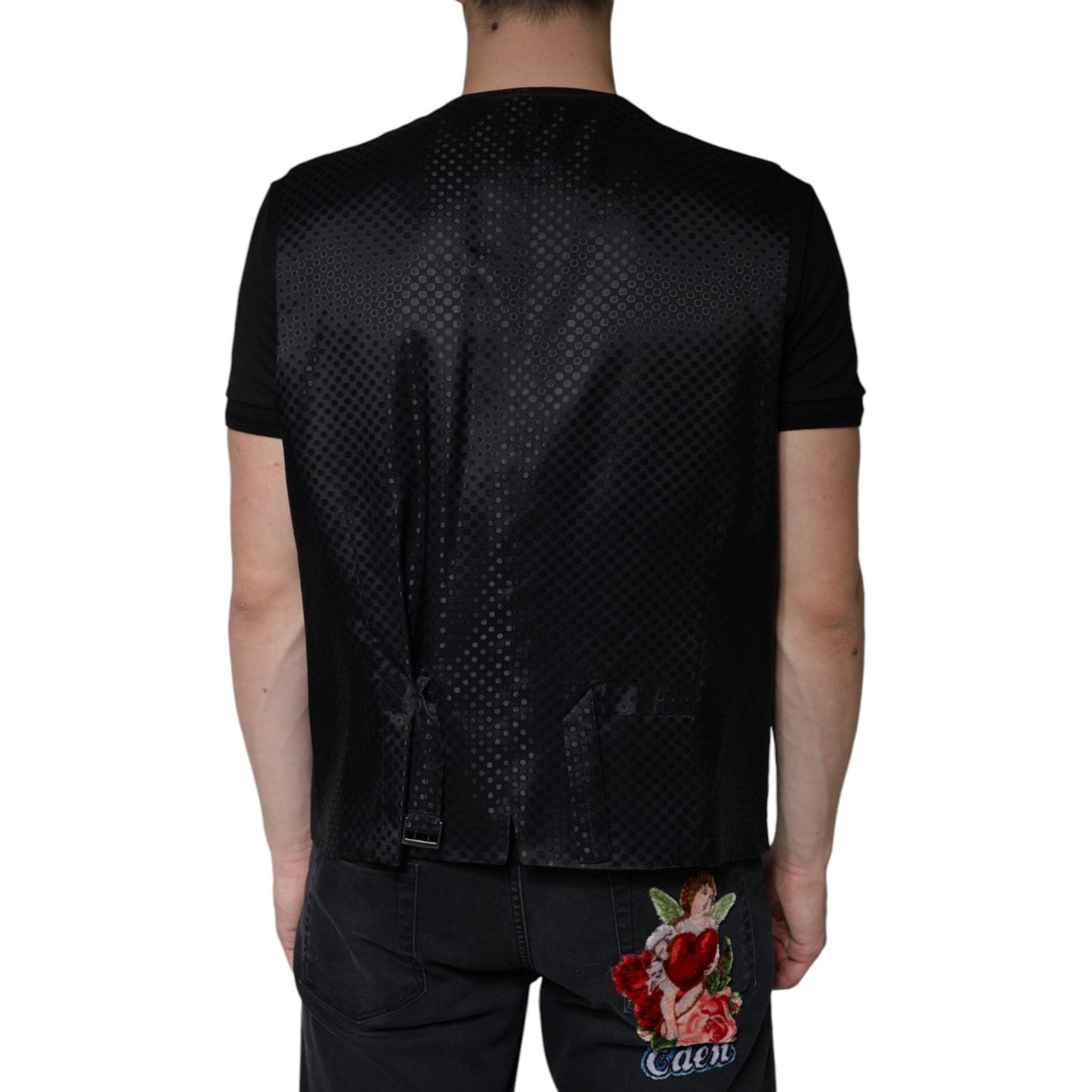 Dolce & Gabbana Black Wool Waistcoat Dress Formal Vest Dolce & Gabbana