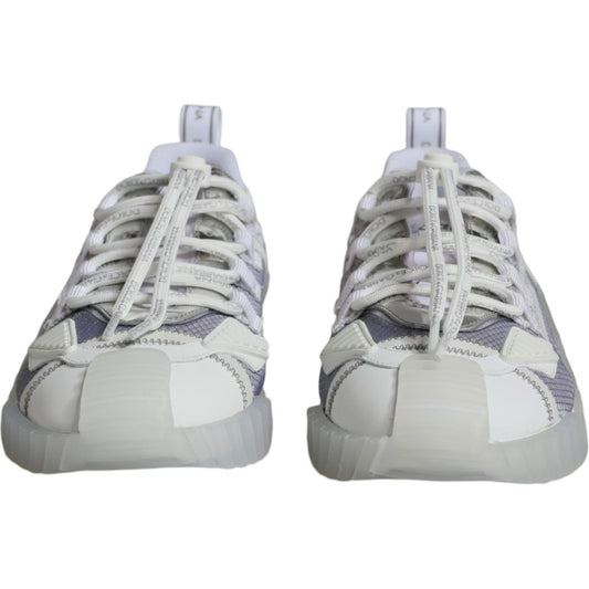 Dolce & Gabbana White Silver Low Top NS1 Sneakers Shoes