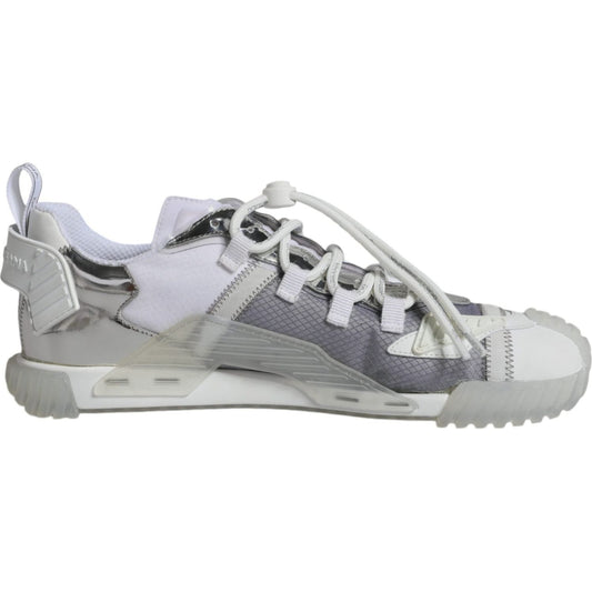 Dolce & Gabbana White Silver Low Top NS1 Sneakers Shoes Dolce & Gabbana