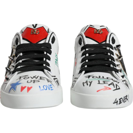 Dolce & Gabbana White Heart Studded Low Top Sneakers Shoes