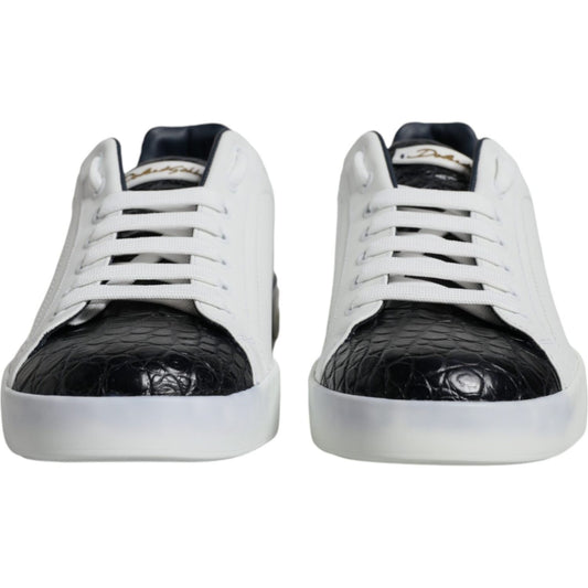 Dolce & Gabbana White Leather Logo Portofino Sneaker Shoes