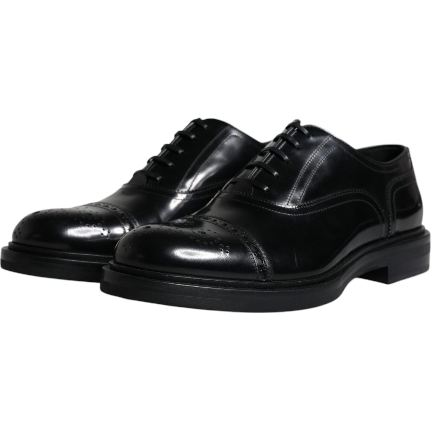 Dolce & Gabbana Black Leather Oxford Wingtip Men Formal Shoes Dolce & Gabbana