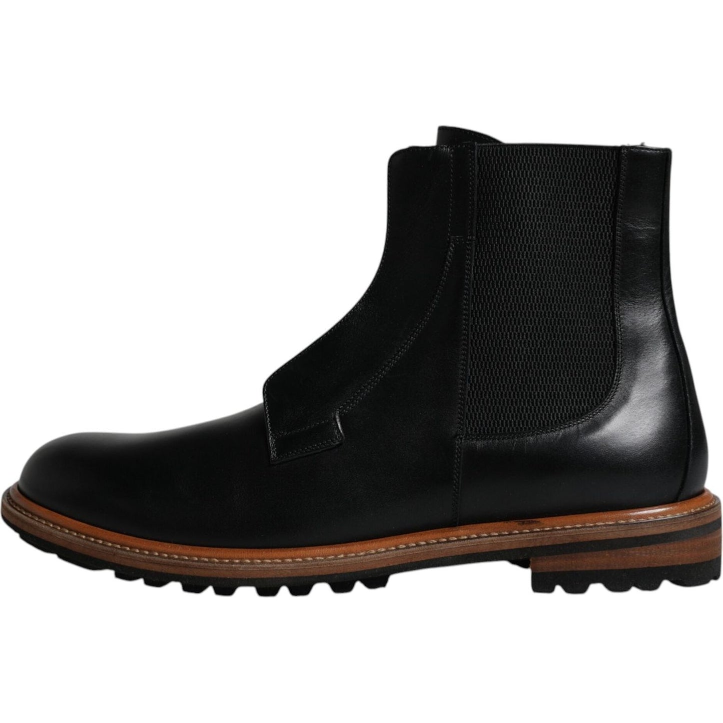 Dolce & Gabbana Black Leather Chelsea Mid Calf Men Boots Shoes Dolce & Gabbana