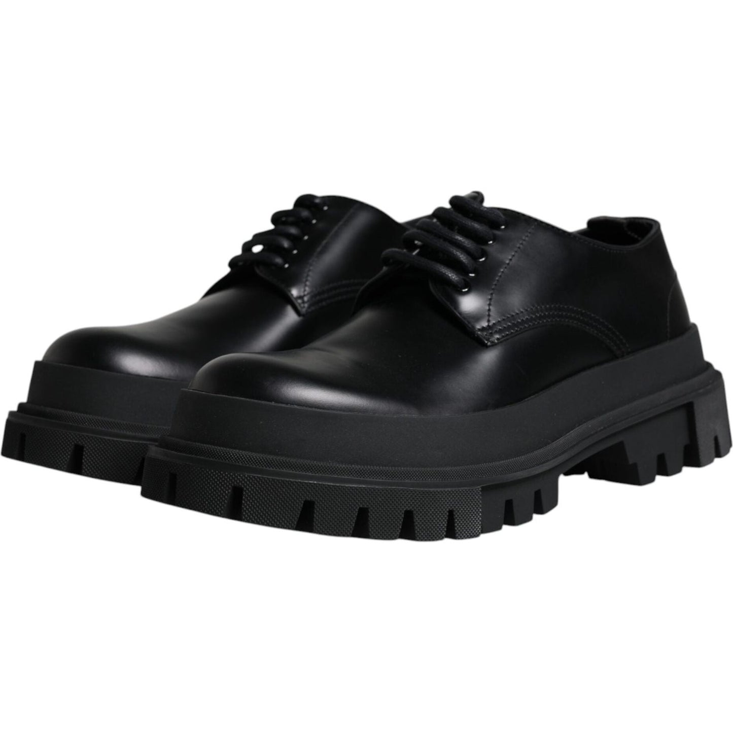 Dolce & Gabbana Black Leather Lace Up Trekking Dress Shoes Dolce & Gabbana