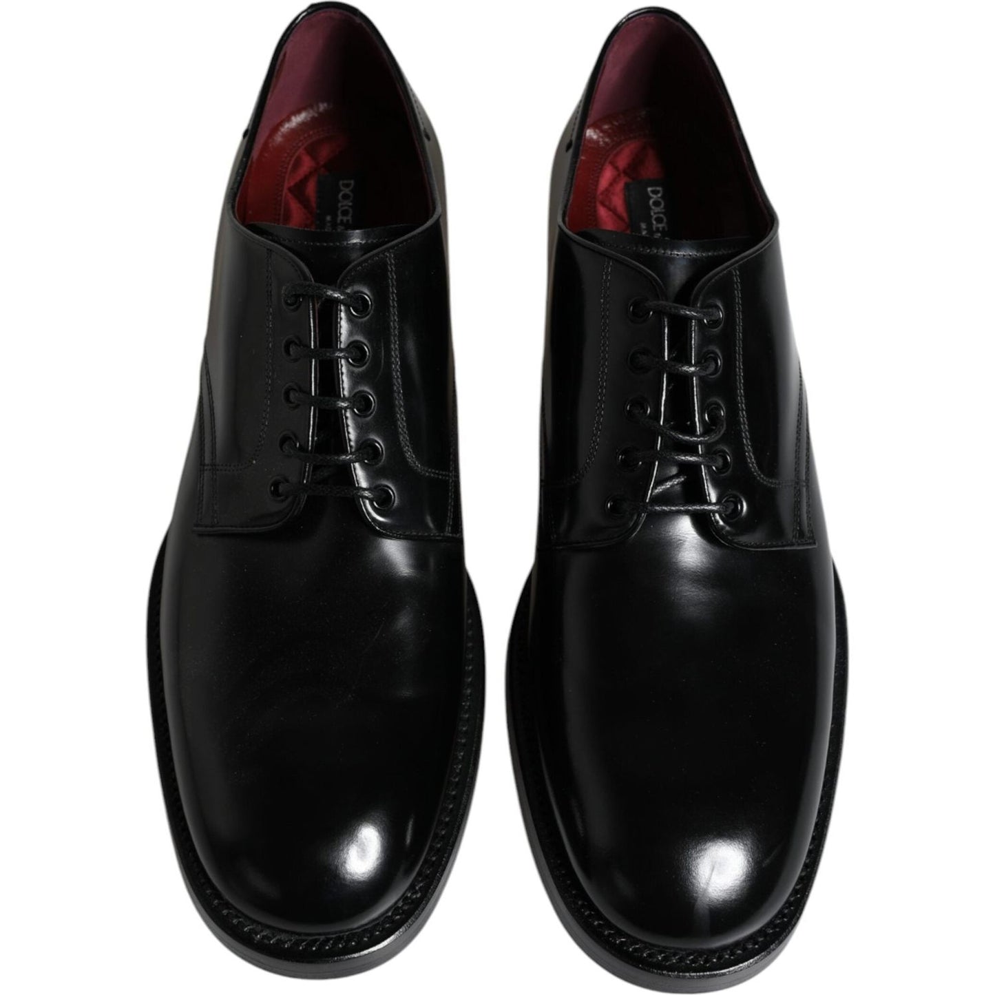 Dolce & Gabbana Black Leather Lace Up Men Derby Formal Shoes Dolce & Gabbana