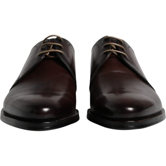 Dolce & Gabbana Black Leather Lace Up Men Derby Formal Shoes