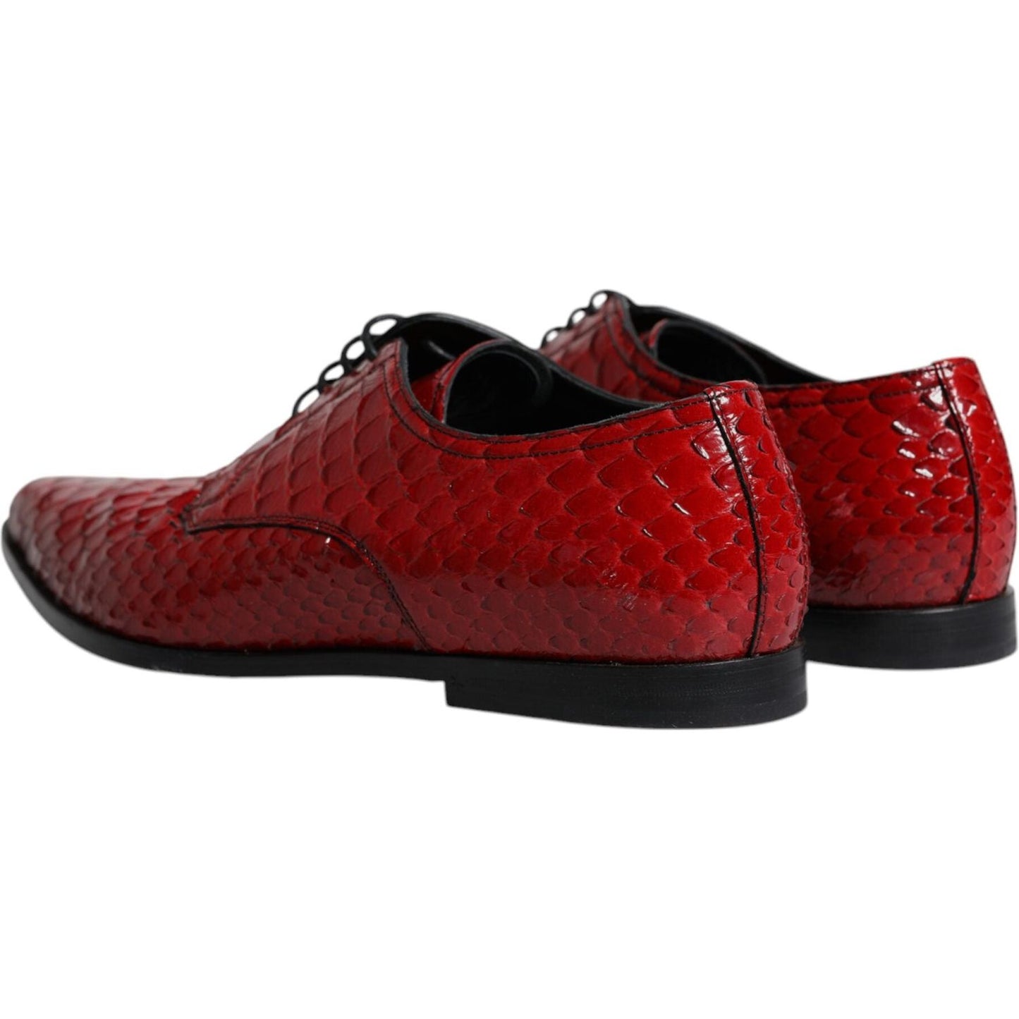 Dolce & Gabbana Red Textured Varnished Derby Men Formal Shoes Dolce & Gabbana