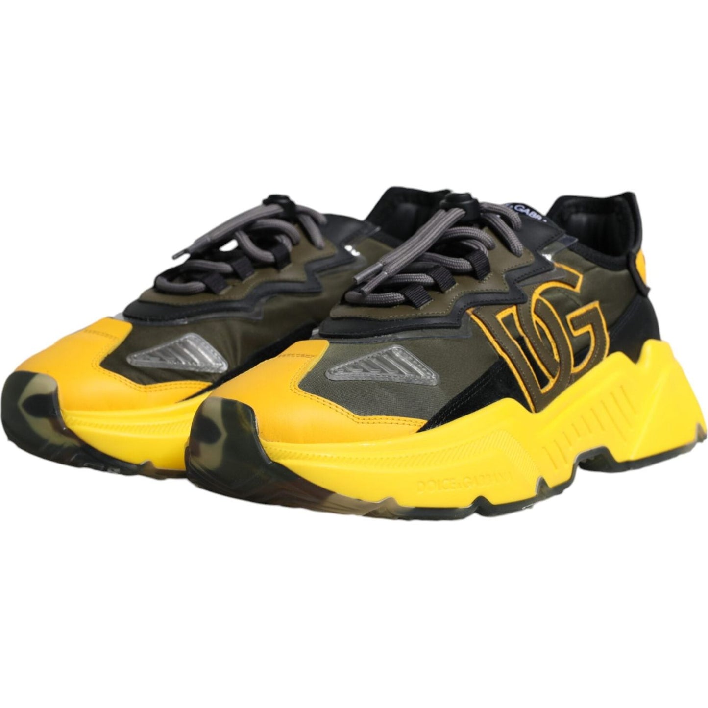 Dolce & Gabbana Black Yellow Leather Daymaster Sneakers Shoes Dolce & Gabbana