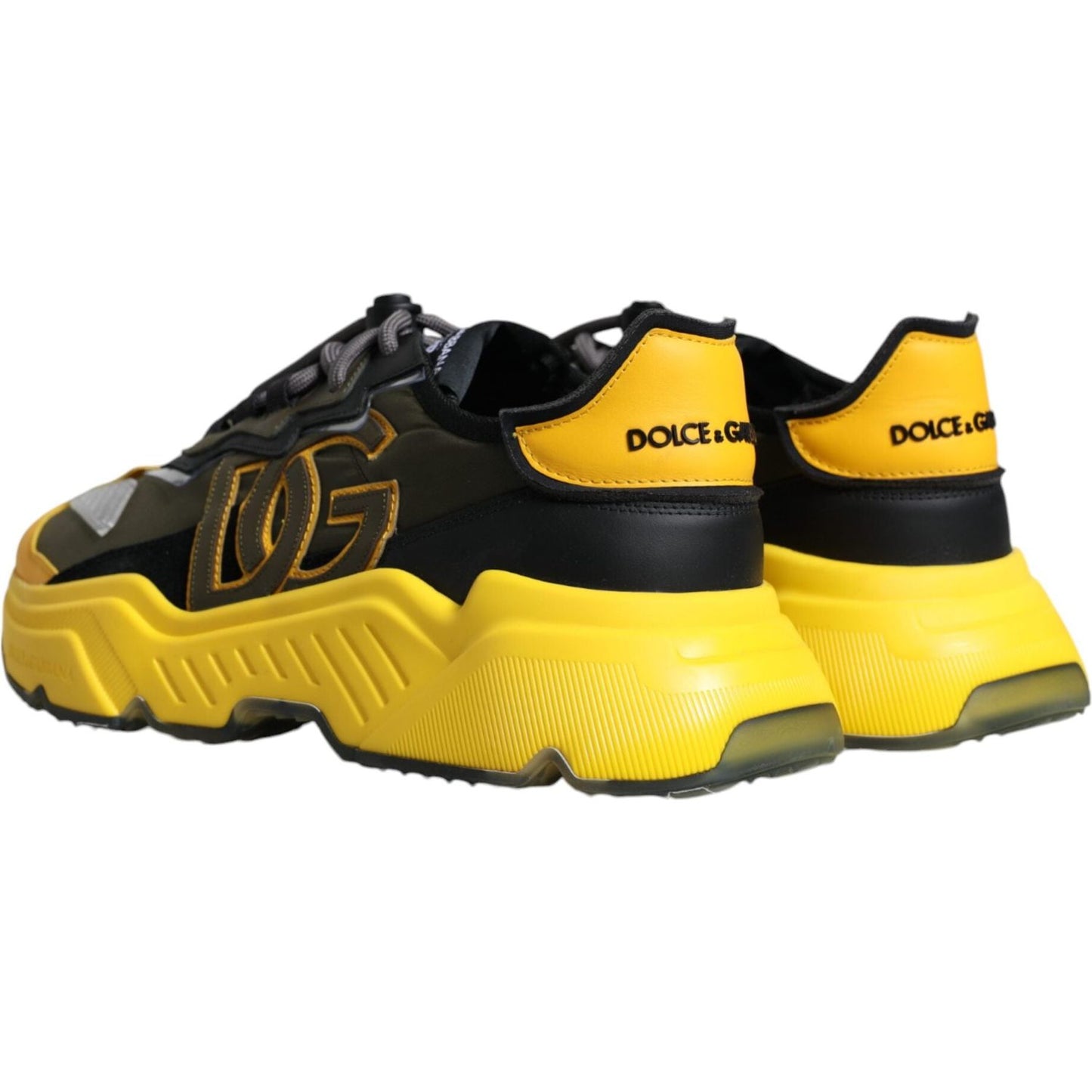 Dolce & Gabbana Black Yellow Leather Daymaster Sneakers Shoes Dolce & Gabbana