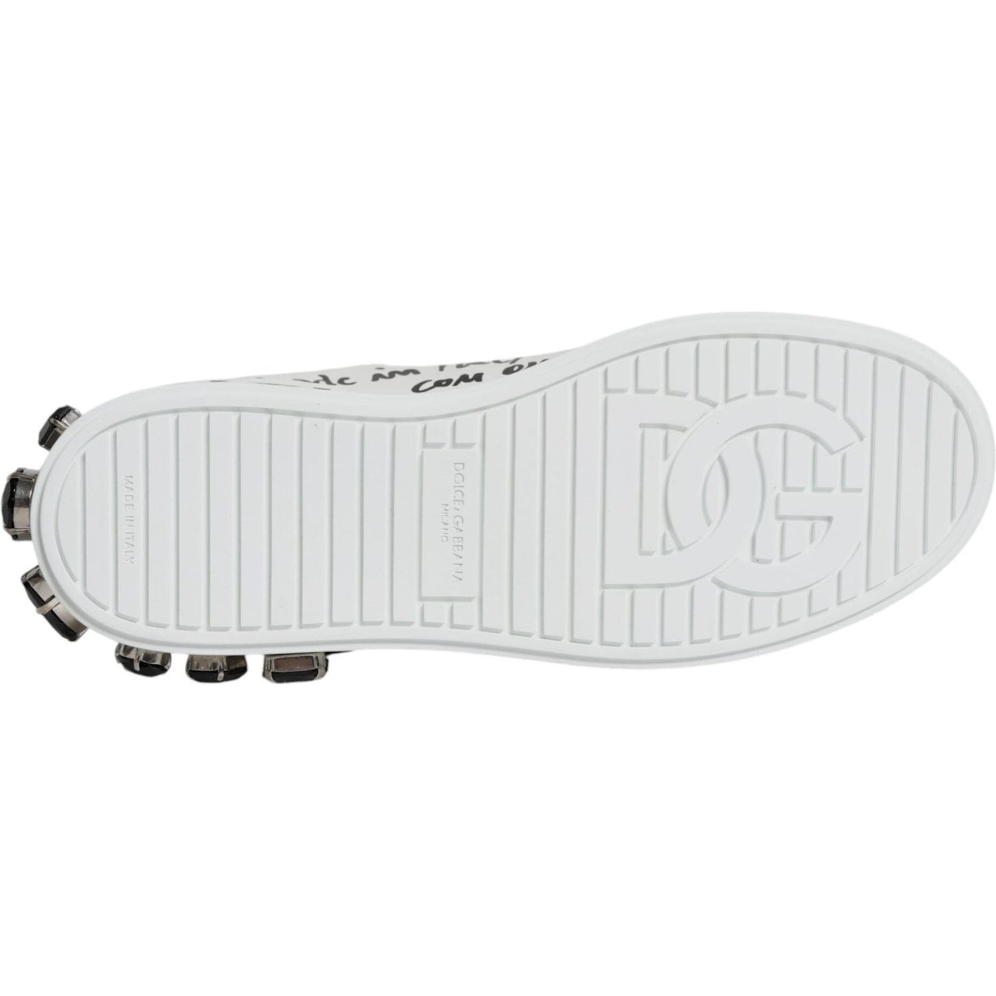 Dolce & Gabbana White Crystal Portofino Low Top Sneaker Shoes Dolce & Gabbana