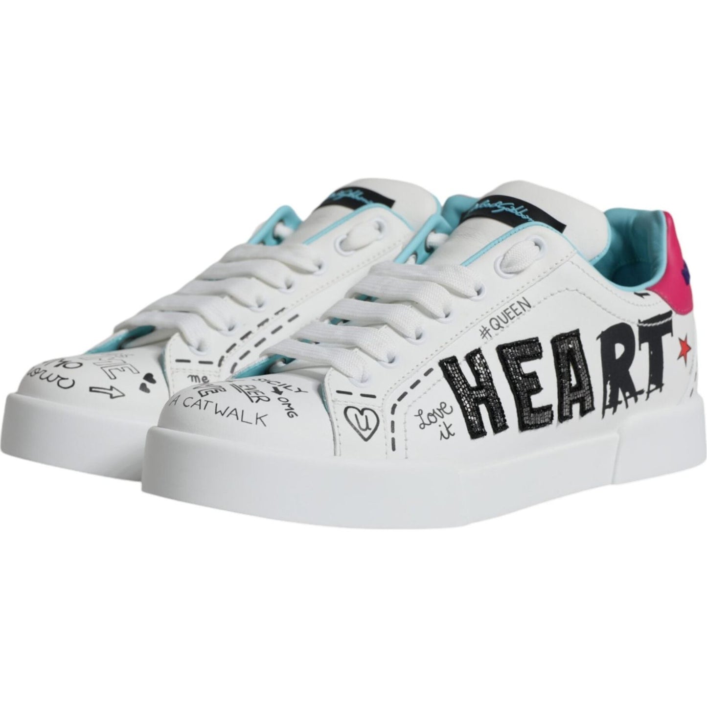 Dolce & Gabbana White Portofino Leather Low Top Sneaker Shoes Dolce & Gabbana