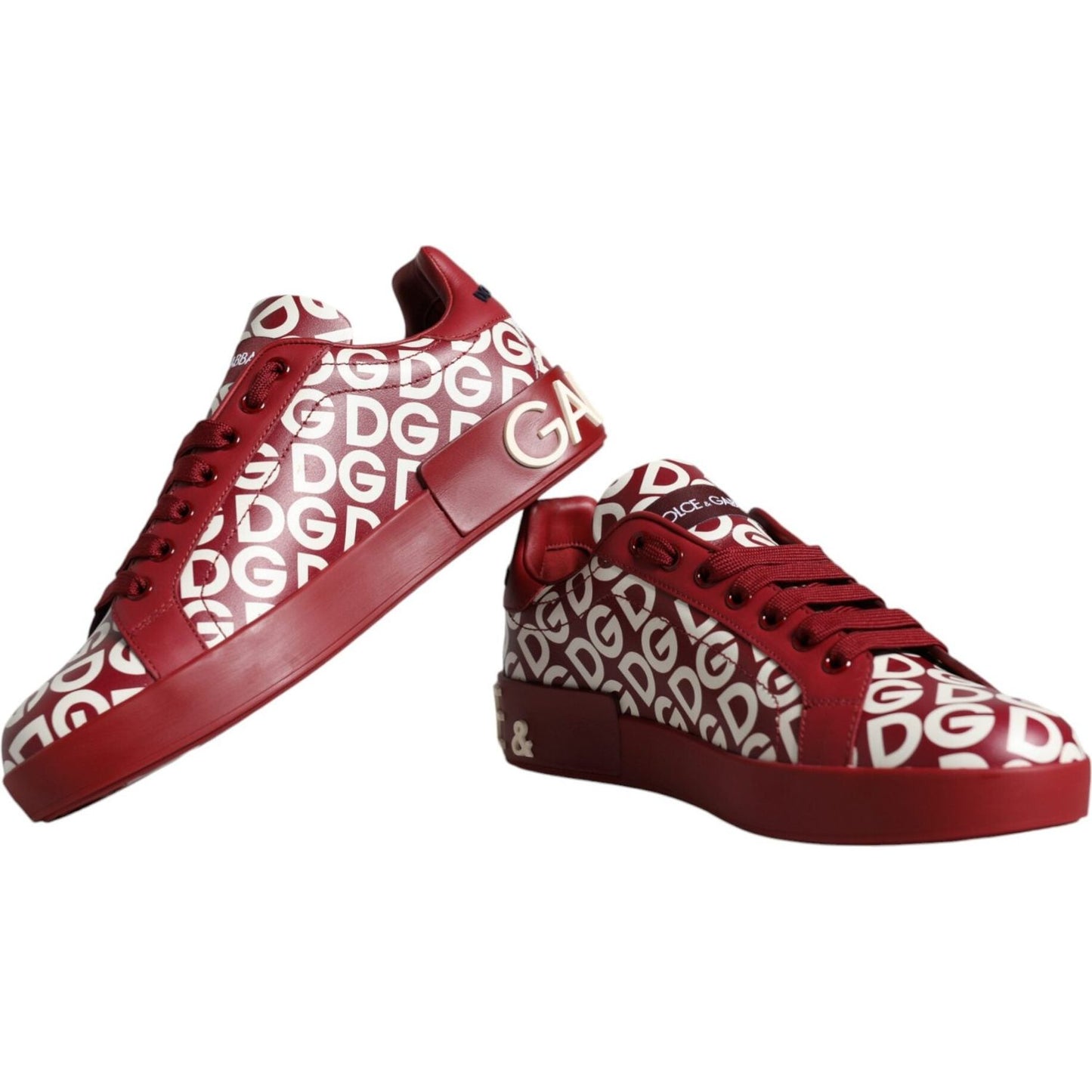 Dolce & Gabbana White Red Leather DG Mania Sneakers Shoes Dolce & Gabbana